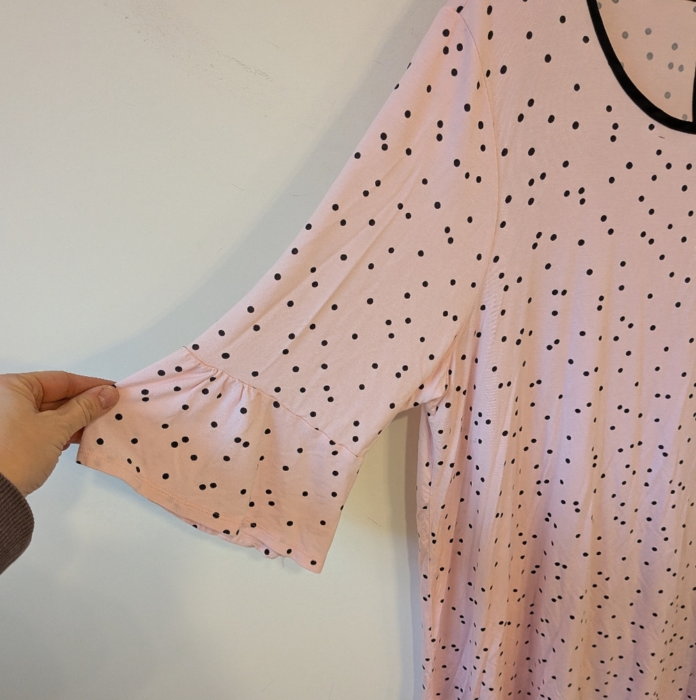 Kate Spade 2022 Women's Pink Black Polka Dot Modal Nightgown 3X - Picture 3 of 8